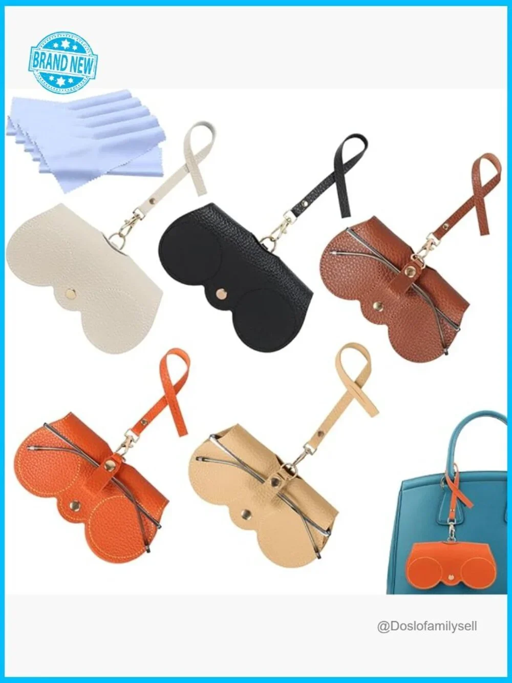 Soft Leather Sunglasses Case with Strap Portable Modern Eyewear Organizer